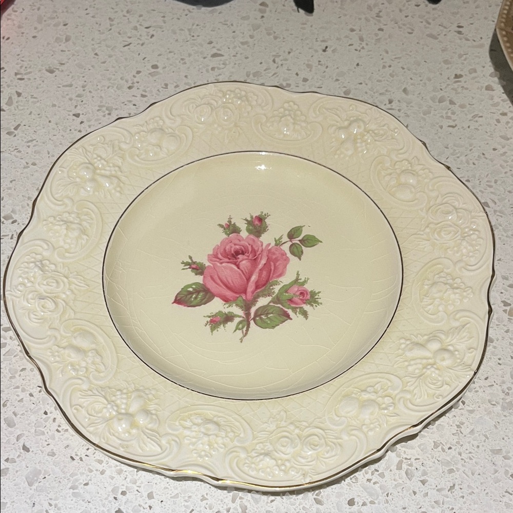 Vintage Ducal Classic Cream Rose Decorative Dinner Plate - Pink Floral